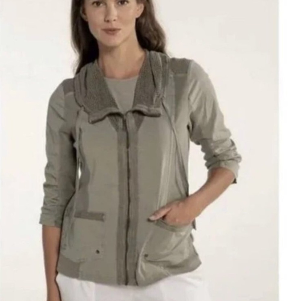 XCVI‎ Fjord Army Green Stretch Cotton Small Zip Up Utility Jacket Casual